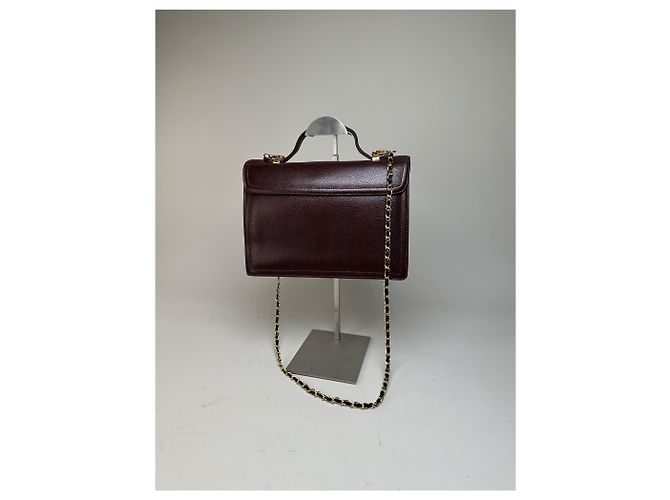Vintage Givenchy Leder Schultertasche Burgund Goldkette Early 2000s Bordeaux - Ansicht 15