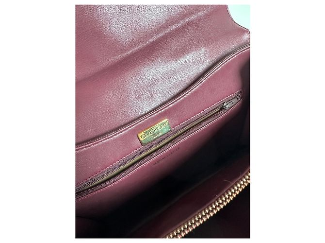 Vintage Givenchy Leder Schultertasche Burgund Goldkette Early 2000s Bordeaux - Ansicht 5
