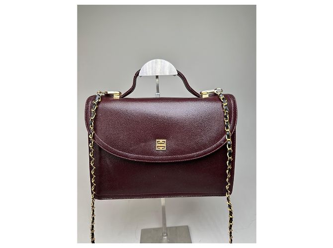 Vintage Givenchy Leder Schultertasche Burgund Goldkette Early 2000s Bordeaux - Ansicht 8