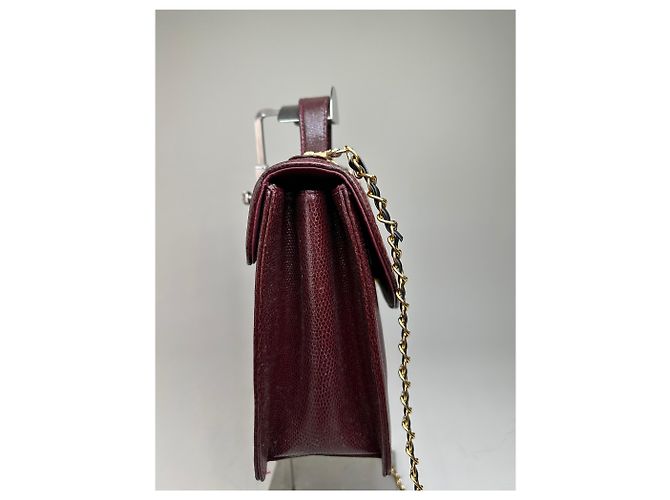 Vintage Givenchy Leder Schultertasche Burgund Goldkette Early 2000s Bordeaux - Ansicht 9