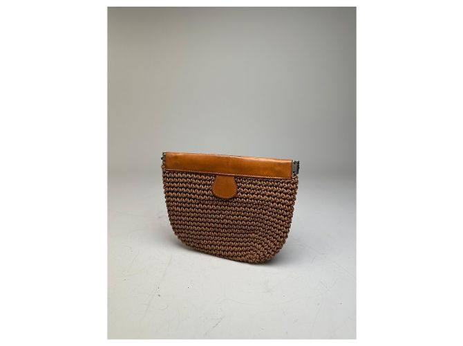 Vintage Issey Miyake Webstoff Clutch Bag Hellbraun Kamel - Ansicht 2