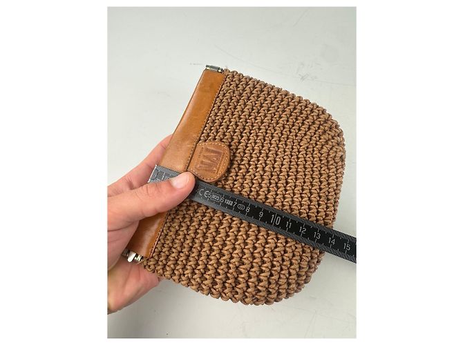 Vintage Issey Miyake Webstoff Clutch Bag Hellbraun Kamel - Ansicht 6