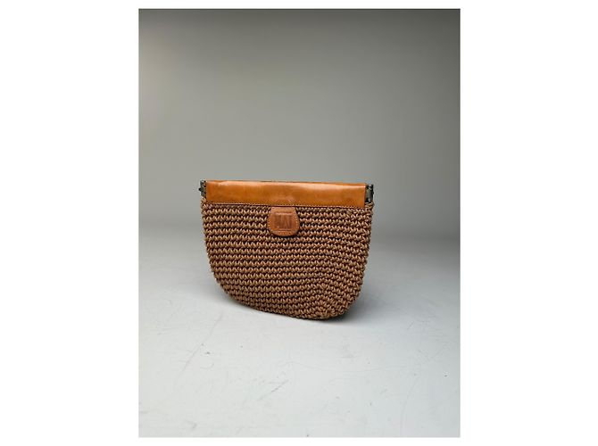 Vintage Issey Miyake Webstoff Clutch Bag Hellbraun Kamel - Ansicht 7