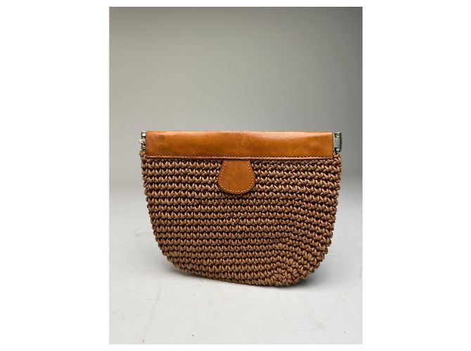 Vintage Issey Miyake Webstoff Clutch Bag Hellbraun Kamel - Ansicht 8
