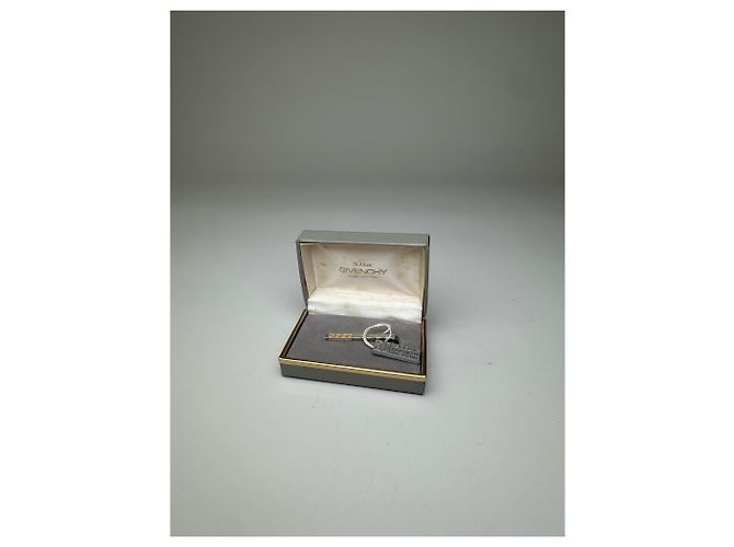 Vintage Givenchy Logo Brosche Silber Gold mit Box - Ansicht 6