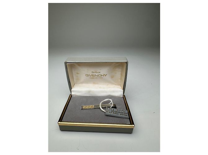 Vintage Givenchy Logo Brosche Silber Gold mit Box - Ansicht 9