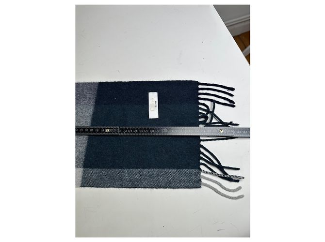 Sciarpa vintage Chloé in misto lana blu navy e grigio antracite - vista 10