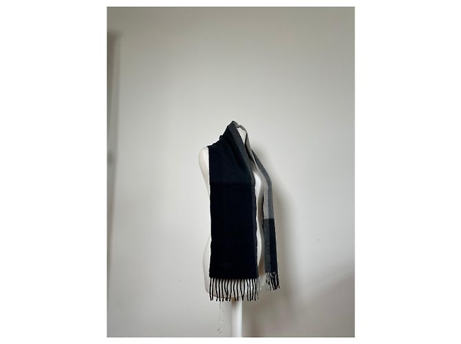 Sciarpa vintage Chloé in misto lana blu navy e grigio antracite - vista 2