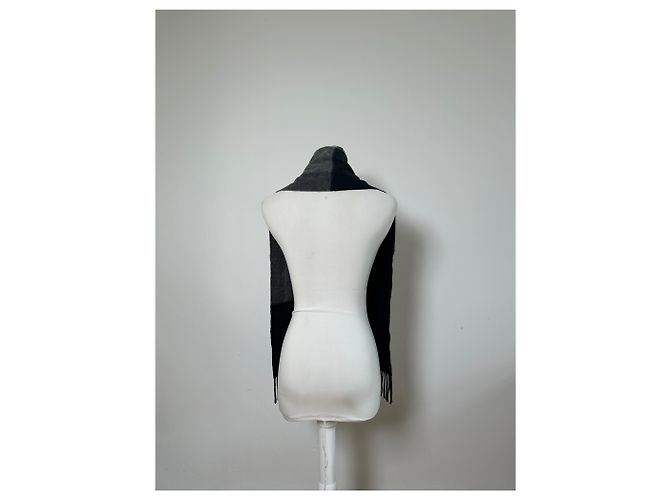 Sciarpa vintage Chloé in misto lana blu navy e grigio antracite - vista 4