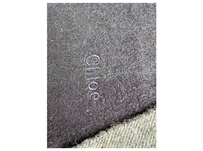 Sciarpa vintage Chloé in misto lana blu navy e grigio antracite - vista 7