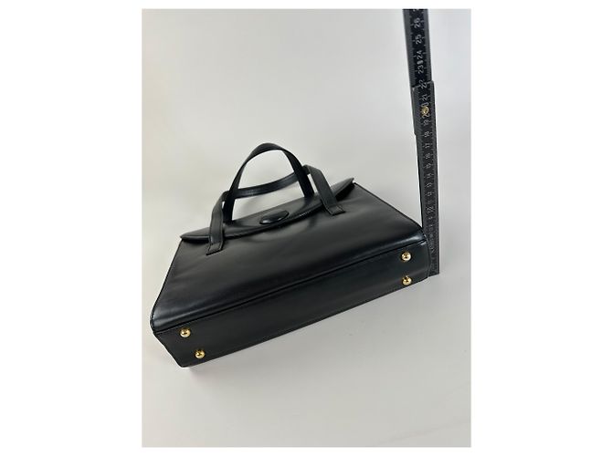 Vintage Givenchy strukturierte Lederhandtasche Schwarz Gold - Ansicht 10