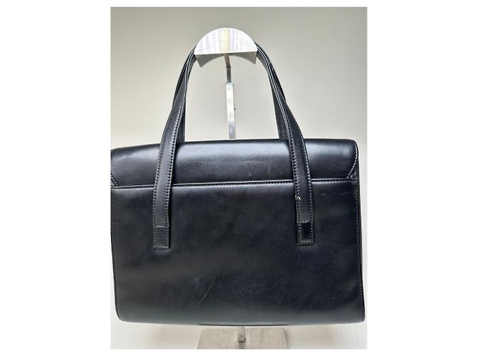 Vintage Givenchy strukturierte Lederhandtasche Schwarz Gold - Ansicht 12