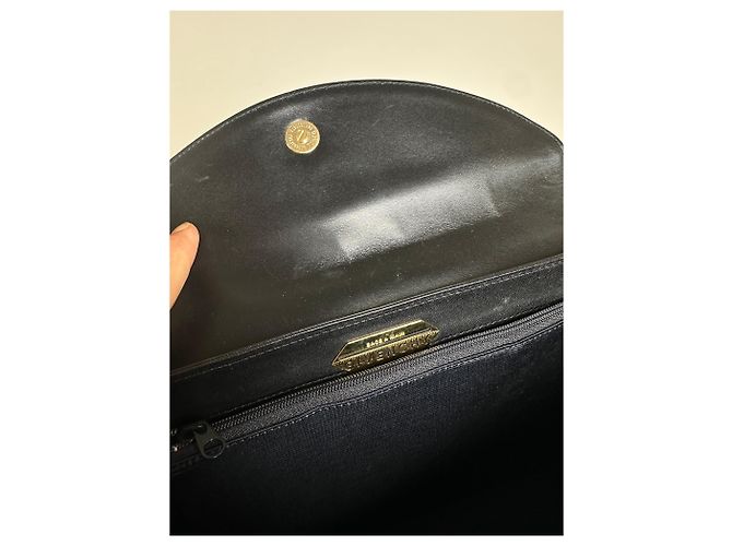 Vintage Givenchy strukturierte Lederhandtasche Schwarz Gold - Ansicht 4