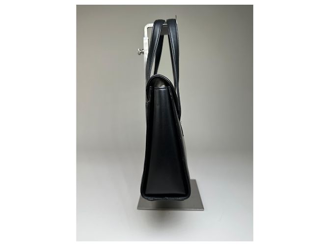 Vintage Givenchy strukturierte Lederhandtasche Schwarz Gold - Ansicht 5