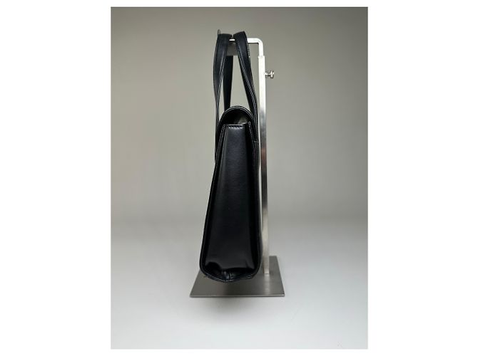 Vintage Givenchy strukturierte Lederhandtasche Schwarz Gold - Ansicht 7
