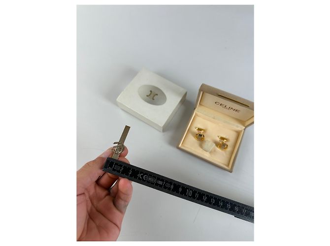 Céline Set di gemelli e fermacravatta vintage con logo Celine, Oro D'oro - vista 6