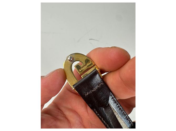 Vintage Gucci GG Logo Ledergürtel Schwarz Gold - Ansicht 3