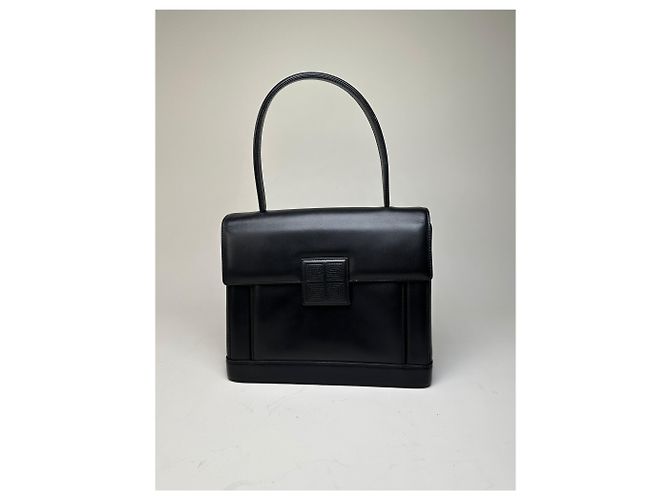 Borsa a mano Vintage Givenchy in pelle liscia nera e argento Nero - vista 12