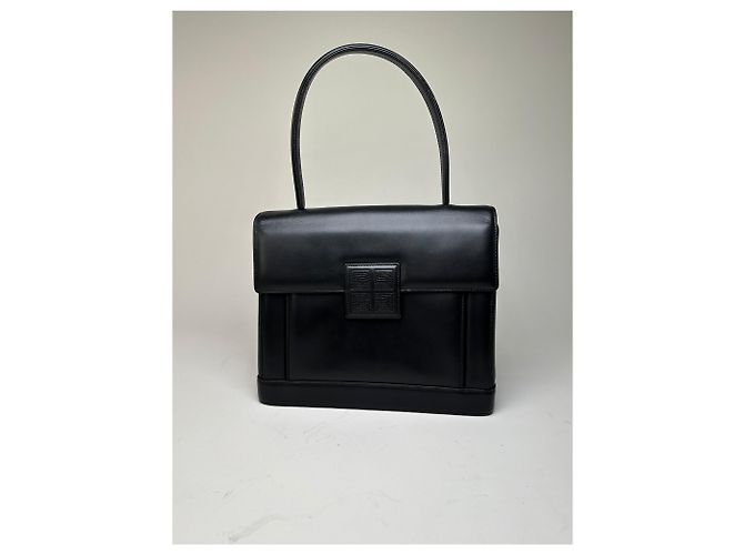 Borsa a mano Vintage Givenchy in pelle liscia nera e argento Nero - vista 8