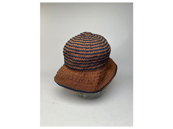 Vintage Givenchy gewebter Bucket Hat Rost Marine Rot - Ansicht 2