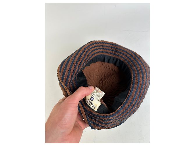 Vintage Givenchy gewebter Bucket Hat Rost Marine Rot - Ansicht 3