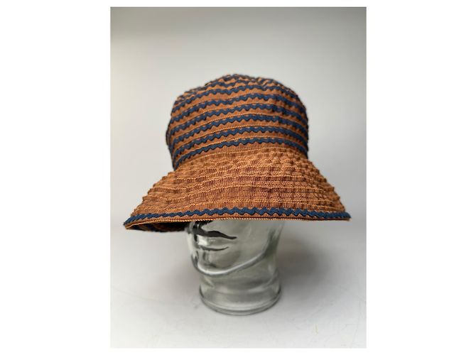 Vintage Givenchy gewebter Bucket Hat Rost Marine Rot - Ansicht 4