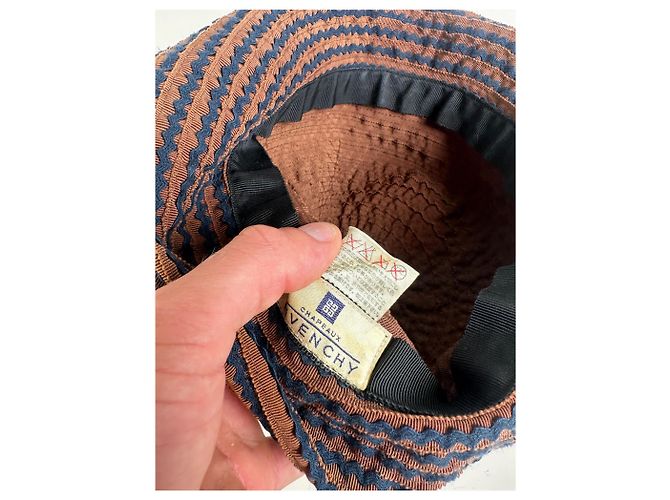 Vintage Givenchy gewebter Bucket Hat Rost Marine Rot - Ansicht 5