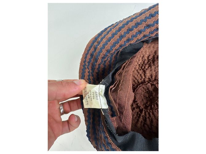 Vintage Givenchy gewebter Bucket Hat Rost Marine Rot - Ansicht 6