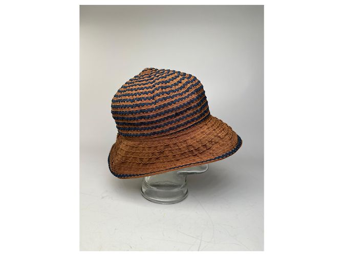Vintage Givenchy gewebter Bucket Hat Rost Marine Rot - Ansicht 7