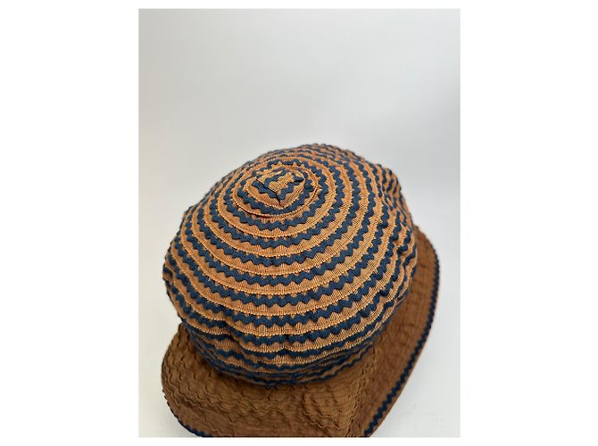 Vintage Givenchy gewebter Bucket Hat Rost Marine Rot - Ansicht 8