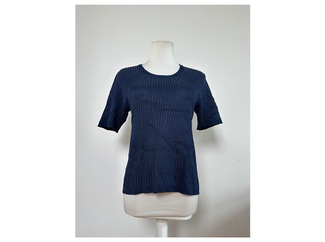 Vintage Dior Knitted Cotton Pullover Navy XL Navy blue - view 10