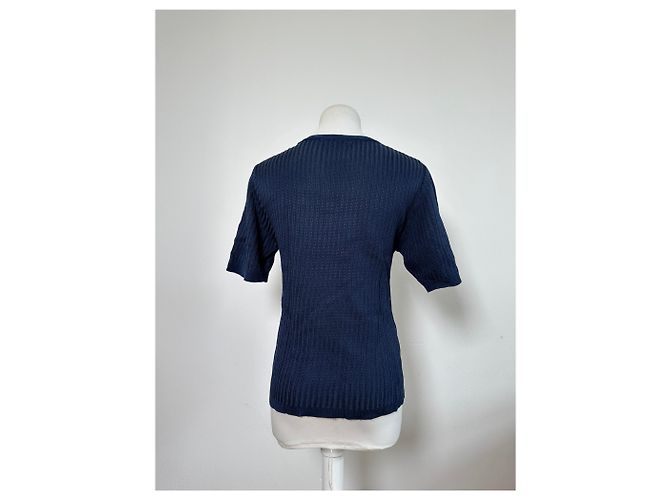 Vintage Dior Knitted Cotton Pullover Navy XL Navy blue - view 11