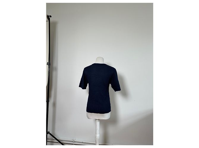 Vintage Dior Knitted Cotton Pullover Navy XL Navy blue - view 3
