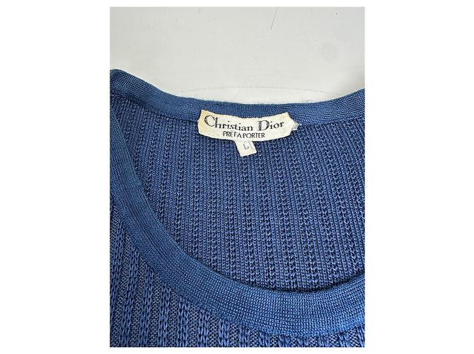 Vintage Dior Knitted Cotton Pullover Navy XL Navy blue - view 6