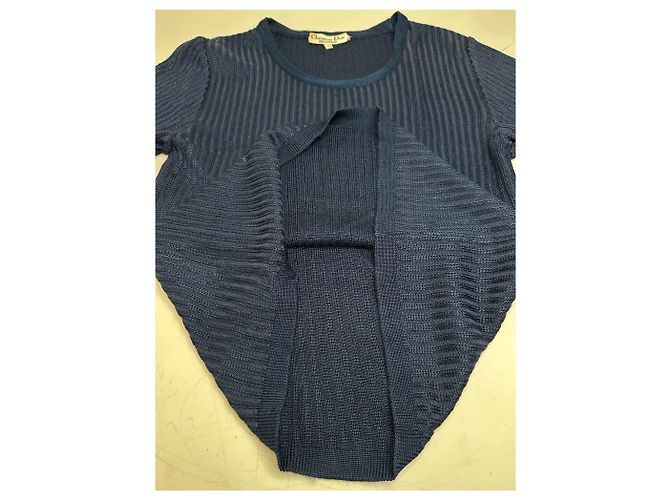 Vintage Dior Knitted Cotton Pullover Navy XL Navy blue - view 7