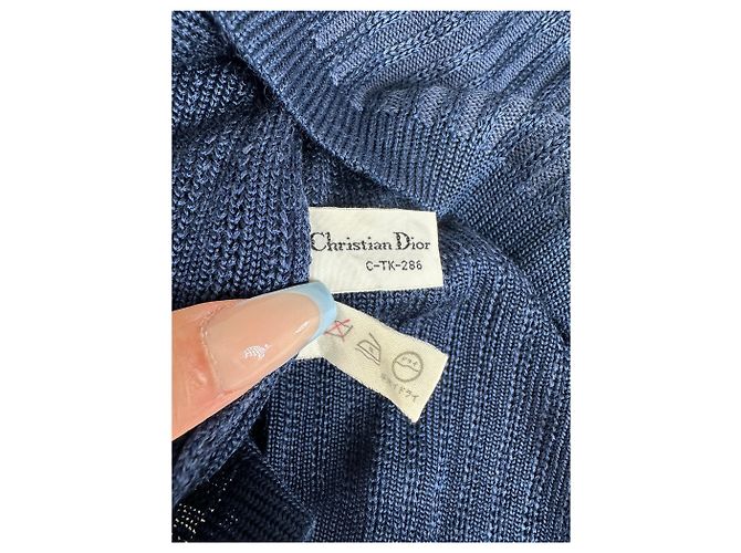 Vintage Dior Knitted Cotton Pullover Navy XL Navy blue - view 8