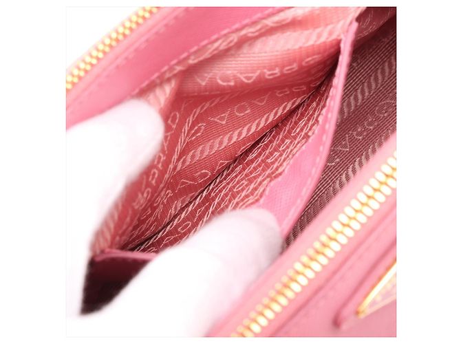 Prada Borsa a Mano Galleria Mini in Pelle Saffiano Rosa - vista 10