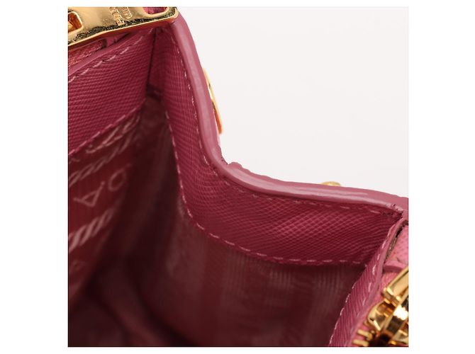 Prada Borsa a Mano Galleria Mini in Pelle Saffiano Rosa - vista 12