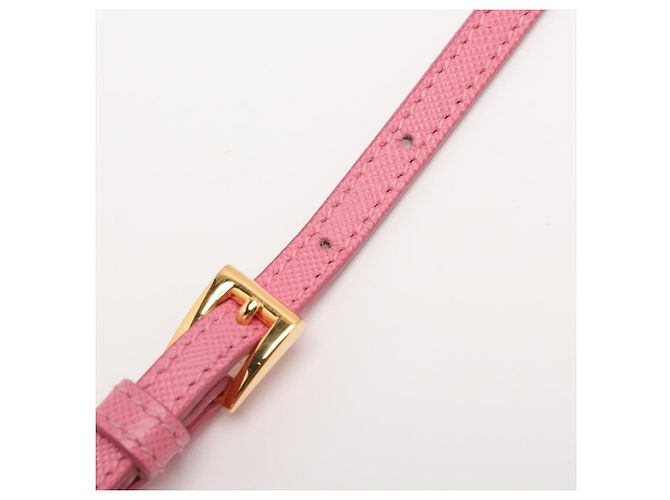 Prada Borsa a Mano Galleria Mini in Pelle Saffiano Rosa - vista 17