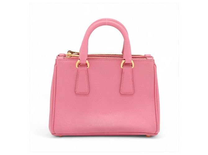 Prada Borsa a Mano Galleria Mini in Pelle Saffiano Rosa - vista 2