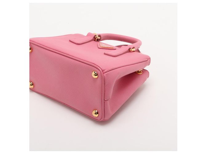 Prada Borsa a Mano Galleria Mini in Pelle Saffiano Rosa - vista 3