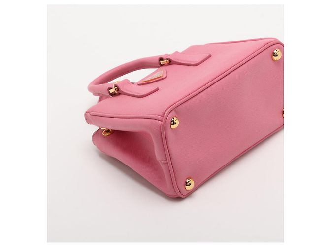 Prada Borsa a Mano Galleria Mini in Pelle Saffiano Rosa - vista 4