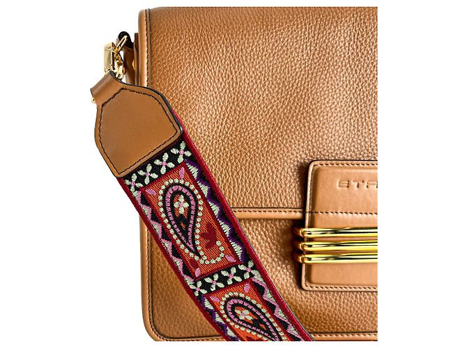 Etro Rainbow Leder Schultertasche mit Klappe Caramel Karamell - Ansicht 10