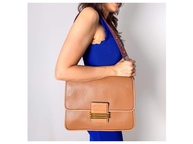 Etro Rainbow Leder Schultertasche mit Klappe Caramel Karamell - Ansicht 2