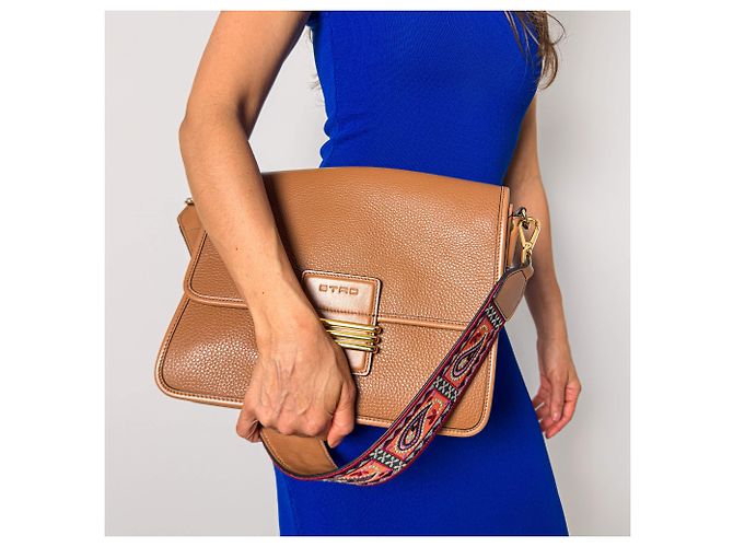 Etro Rainbow Leder Schultertasche mit Klappe Caramel Karamell - Ansicht 3