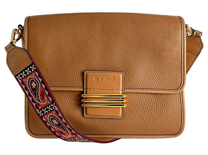 Etro Rainbow Leder Schultertasche mit Klappe Caramel Karamell - Ansicht 9