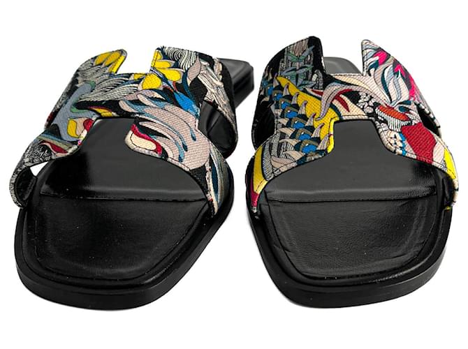 Hermès Sandali piatti Oasis 4 Canvas Nero - vista 4