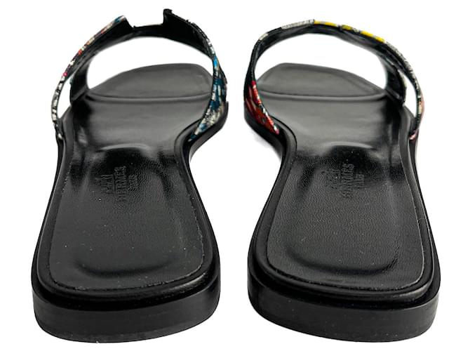 Hermès Sandali piatti Oasis 4 Canvas Nero - vista 5