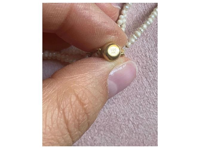 Autre Marque Collar de perlas de tres vueltas con cierre de oro 14K Blanco - vista 2