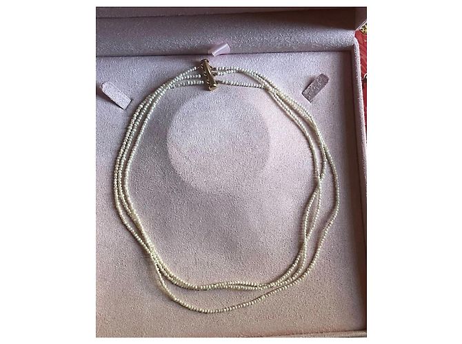 Autre Marque Collar de perlas de tres vueltas con cierre de oro 14K Blanco - vista 3